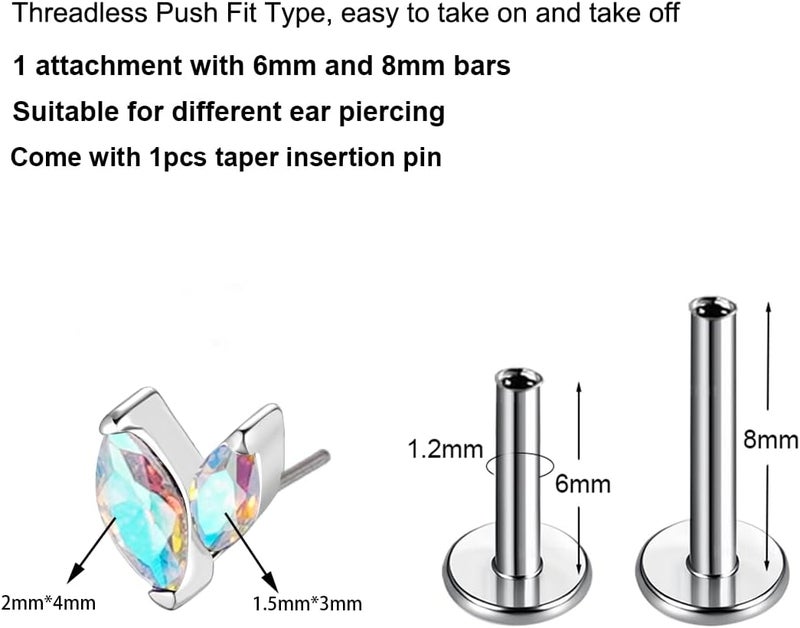 TOMIDES G23 Titanium Flat Back Earrings Studs 16g F136 Implant Grade Titanium Labrets Press Fit Threadless Push In Dainty Cartilage Helix Conch Lobe Lip Tragus Piercing Jewelry - Image 2